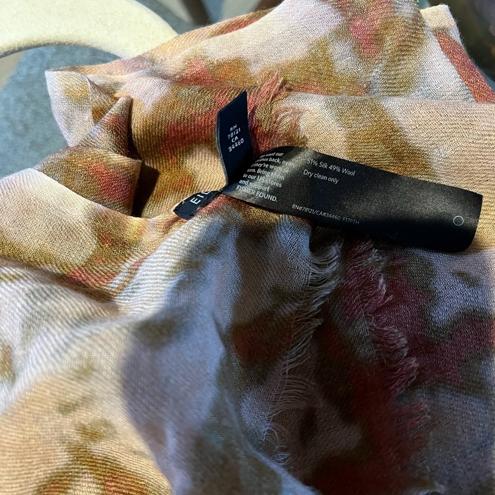 Eileen Fisher Abstract Pattern Scarf in Brown and Green - Picture 6 of 7